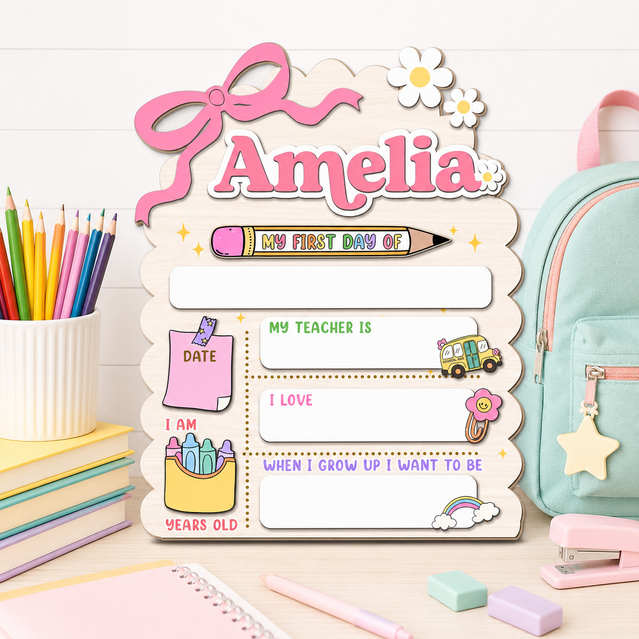 ChaoticClub First Day School Back to School Sign Personalized
