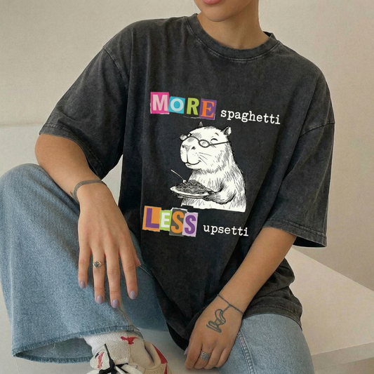 ChaoticClub More Spaghetti Less Upsetti Capybara Washed T-Shirt