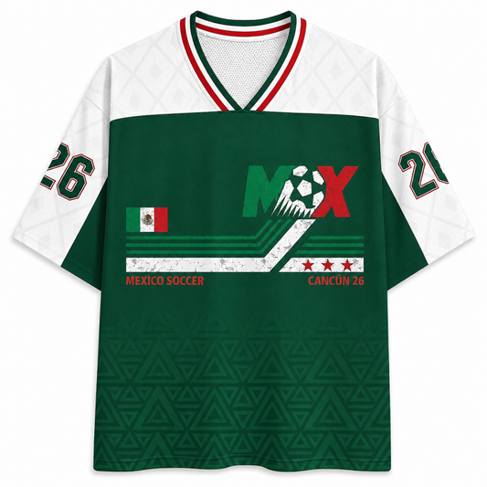ChaoticClub Mexico Soccer Vintage  Personalized Mesh Jersey - Back View Design