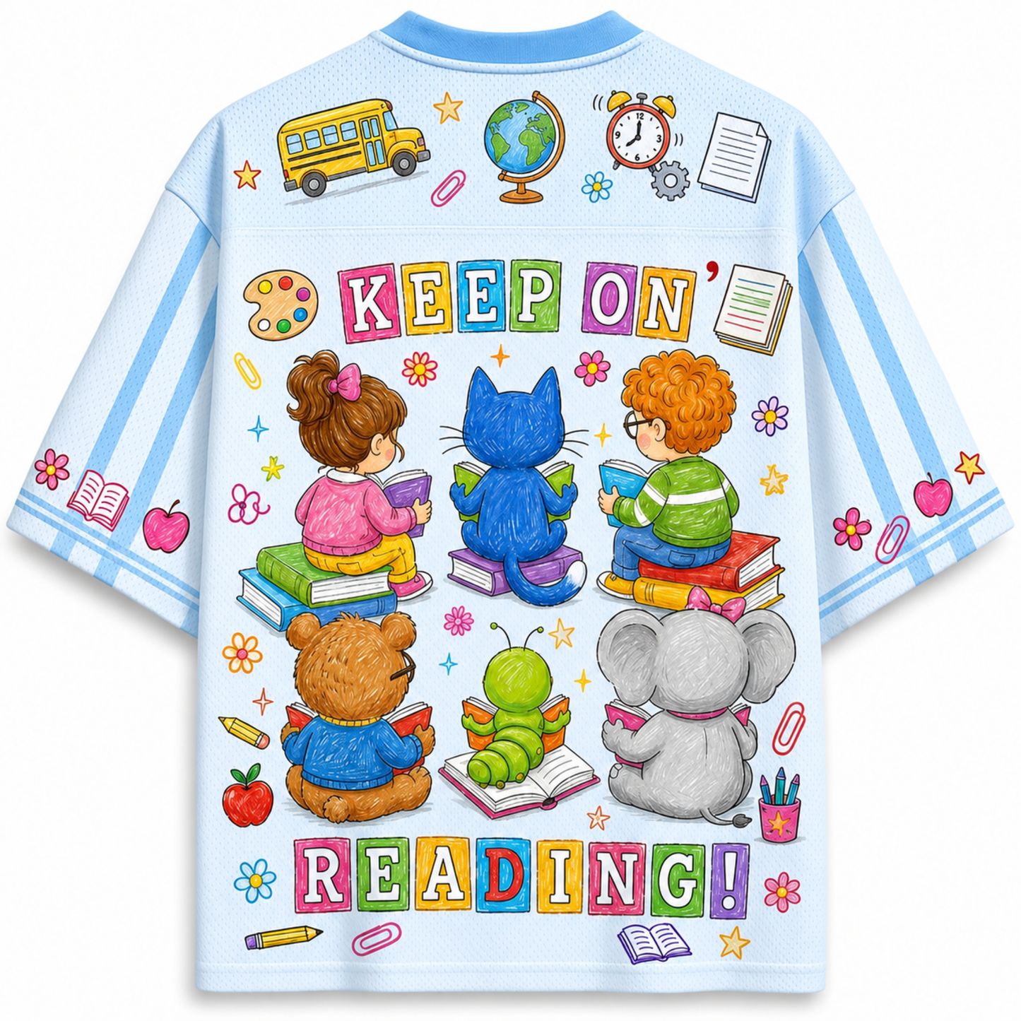 ChaoticClub Children's Book Characters It's A Good Day Learning Mesh Jersey