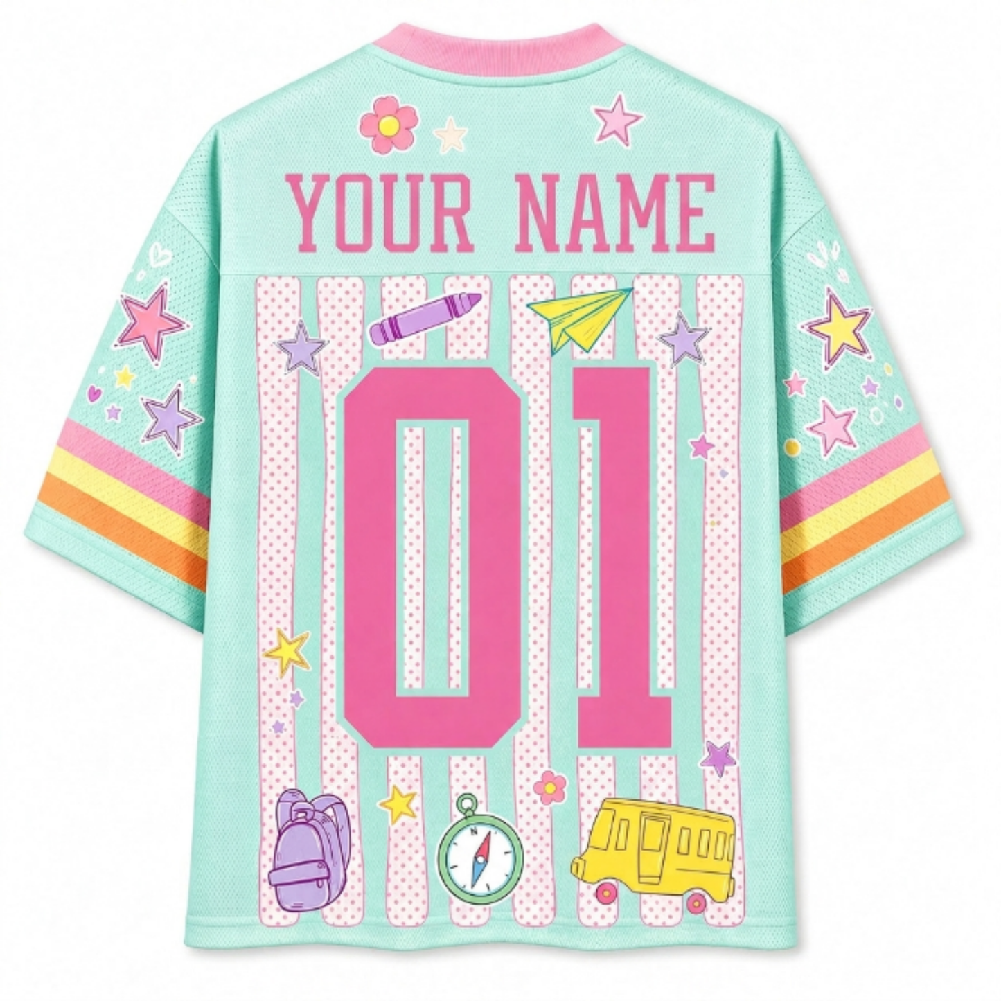 ChaoticClub Striped Custom Back To School Love Mesh Jersey
