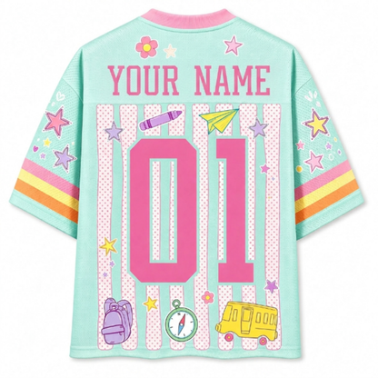 ChaoticClub Striped Custom Back To School Love Mesh Jersey
