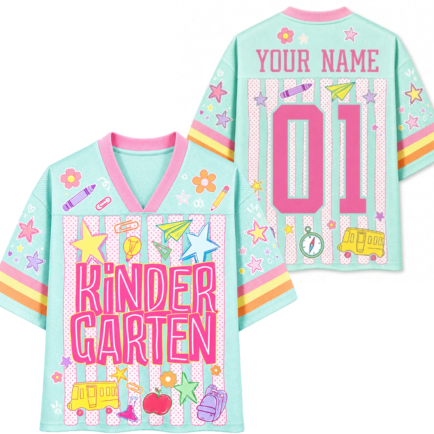 ChaoticClub Striped Custom Back To School Love Mesh Jersey