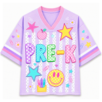 ChaoticClub Striped Neon Back To School Smiley Mesh Jersey