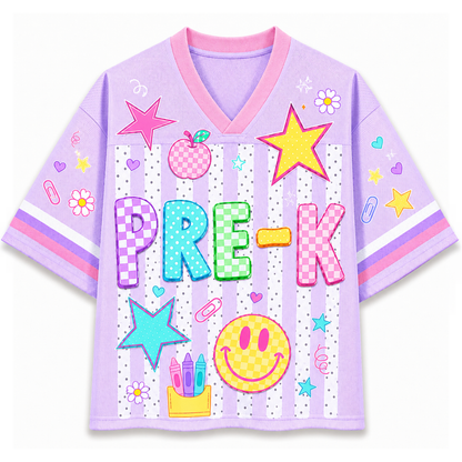 ChaoticClub Striped Neon Back To School Smiley Mesh Jersey