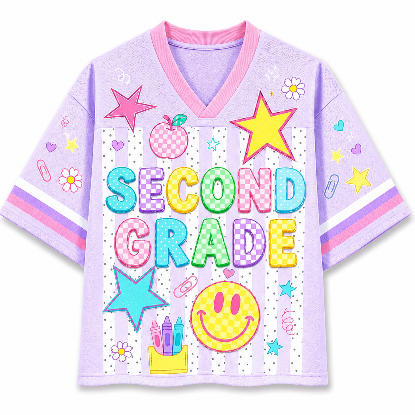 ChaoticClub Striped Neon Back To School Smiley Mesh Jersey