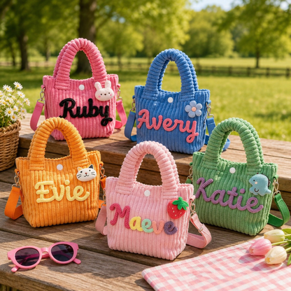 Personalized Toddler Purse with Cute Charm Corduroy Kids