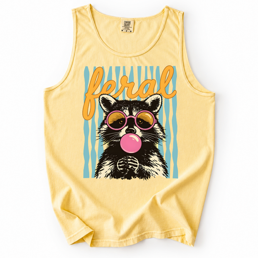 ChaoticClub Striped Feral Summer Raccoon Tank Top