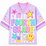 ChaoticClub Striped Neon Back To School Smiley Mesh Jersey