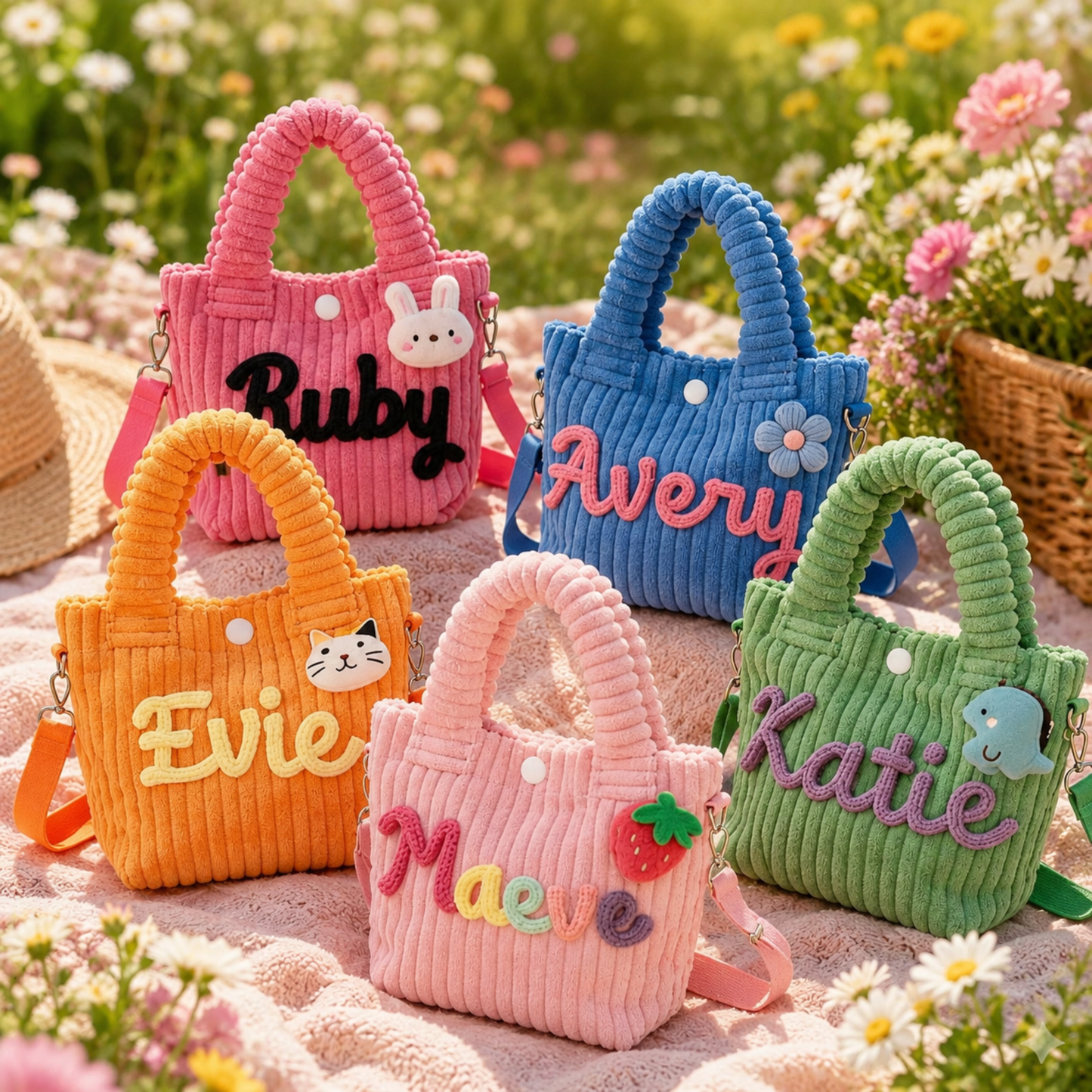 Personalized Toddler Purse with Cute Charm Corduroy Kids