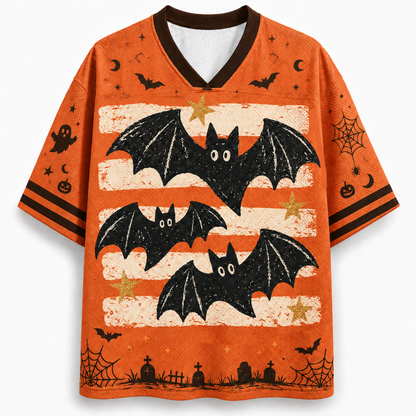 Chaotic Club Halloween Bats Stripes Spooky Season Mesh Jersey