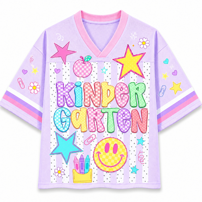 ChaoticClub Striped Neon Back To School Smiley Mesh Jersey