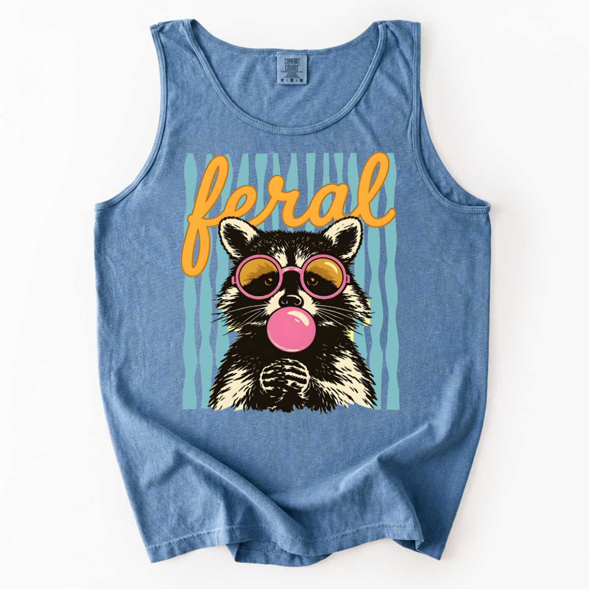 ChaoticClub Striped Feral Summer Raccoon Tank Top