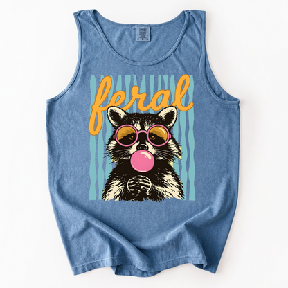 ChaoticClub Striped Feral Summer Raccoon Tank Top