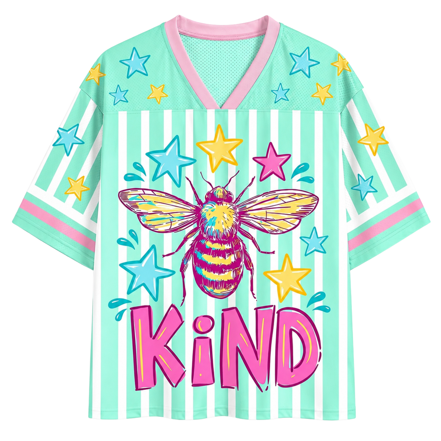 ChaoticClub Bee Kind Striped Mesh Jersey