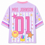 ChaoticClub Striped Neon Back To School Smiley Mesh Jersey