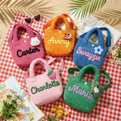 Personalized Toddler Purse with Cute Charm Corduroy Kids