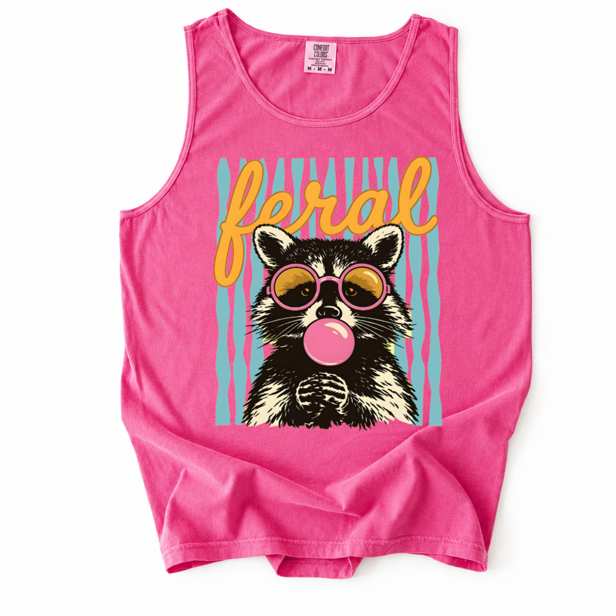 ChaoticClub Striped Feral Summer Raccoon Tank Top