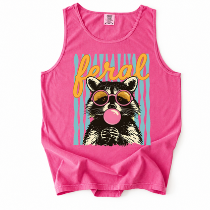 ChaoticClub Striped Feral Summer Raccoon Tank Top
