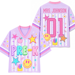 ChaoticClub Striped Neon Back To School Smiley Mesh Jersey