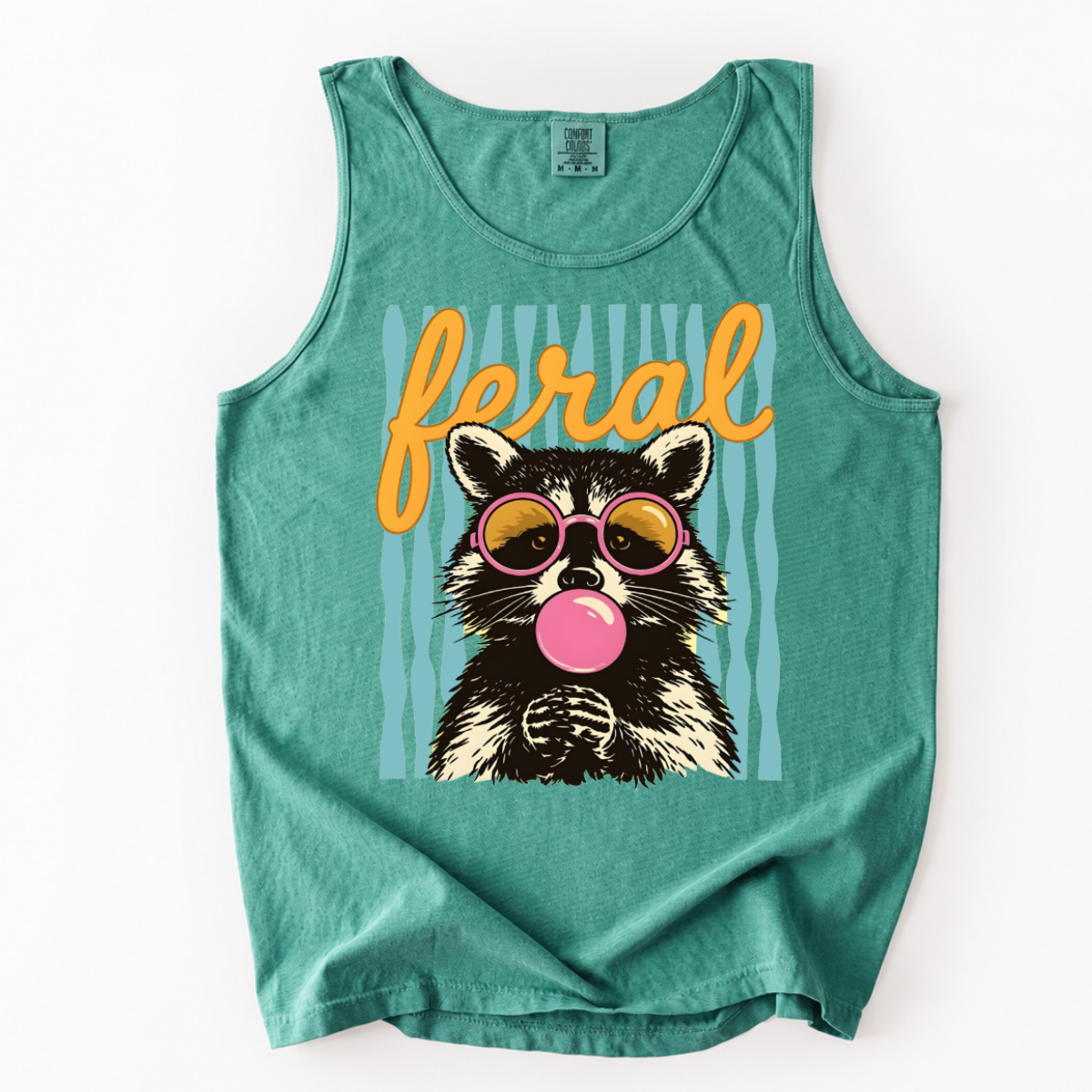 ChaoticClub Striped Feral Summer Raccoon Tank Top