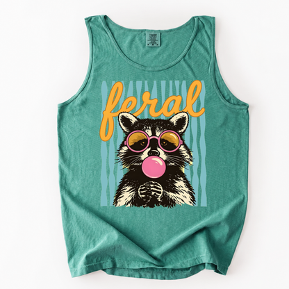 ChaoticClub Striped Feral Summer Raccoon Tank Top