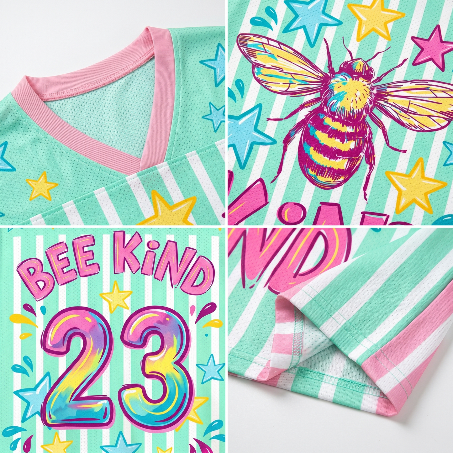 ChaoticClub Bee Kind Striped Mesh Jersey