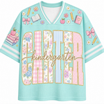 ChaoticClub Retro Striped Floral School Coquette Teacher Mesh Jersey