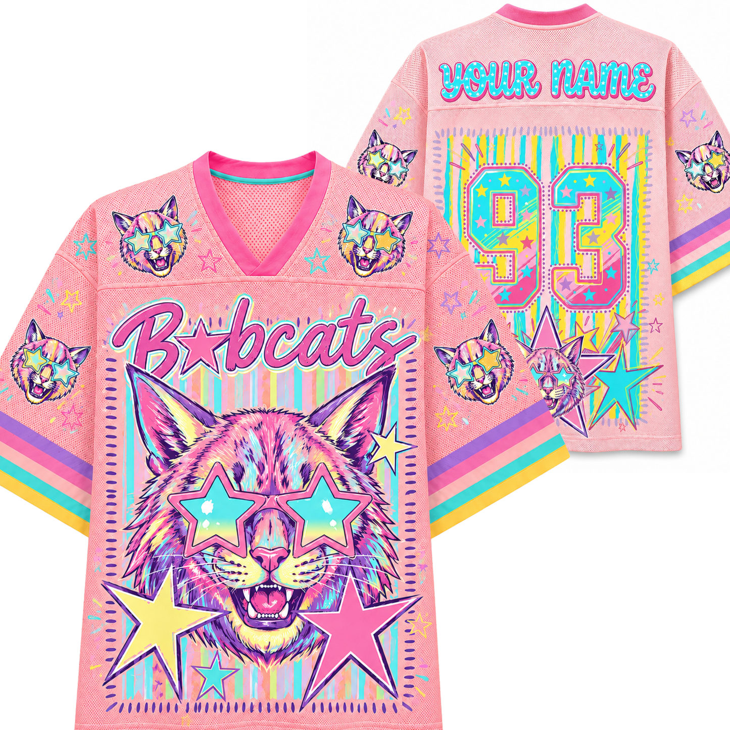 Chaotic Club Mascot Neon Striped School Pride Game Day Mesh Jersey
