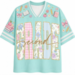 ChaoticClub Retro Striped Floral School Coquette Teacher Mesh Jersey
