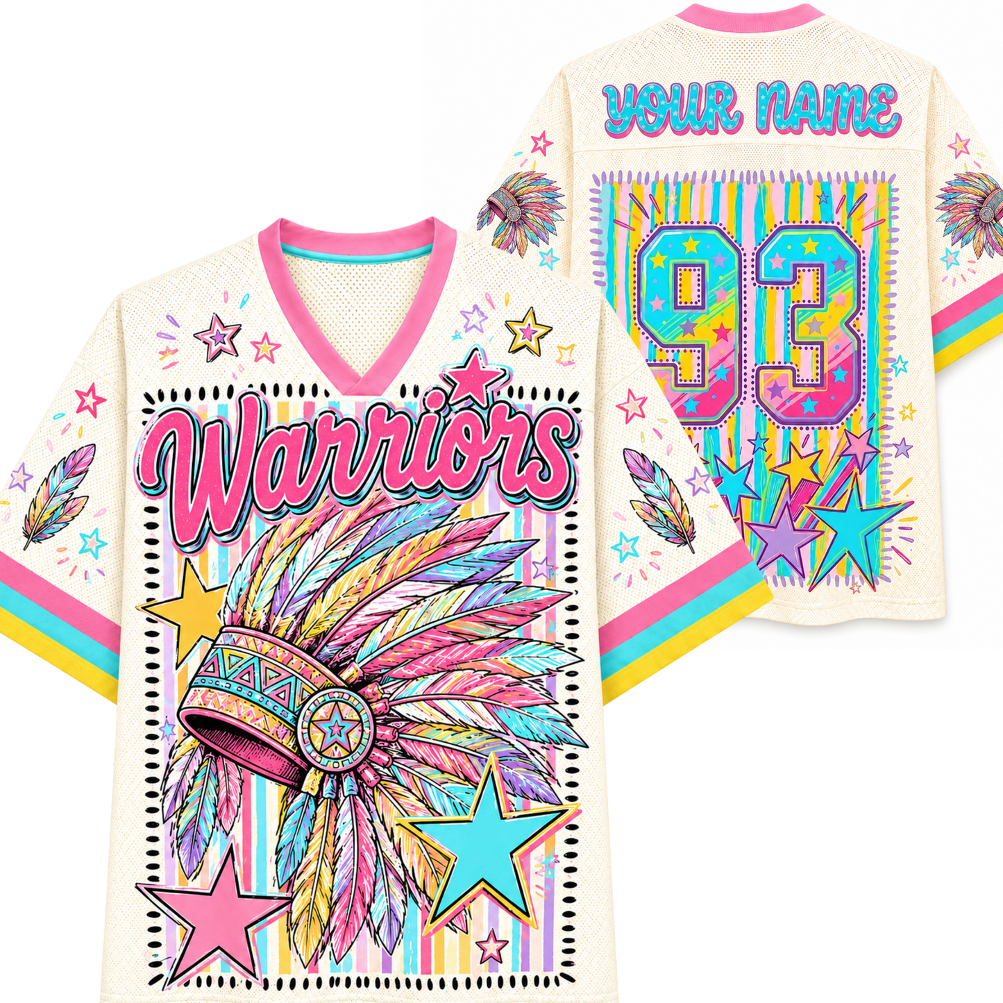 Chaotic Club Mascot Neon Striped School Pride Game Day Mesh Jersey