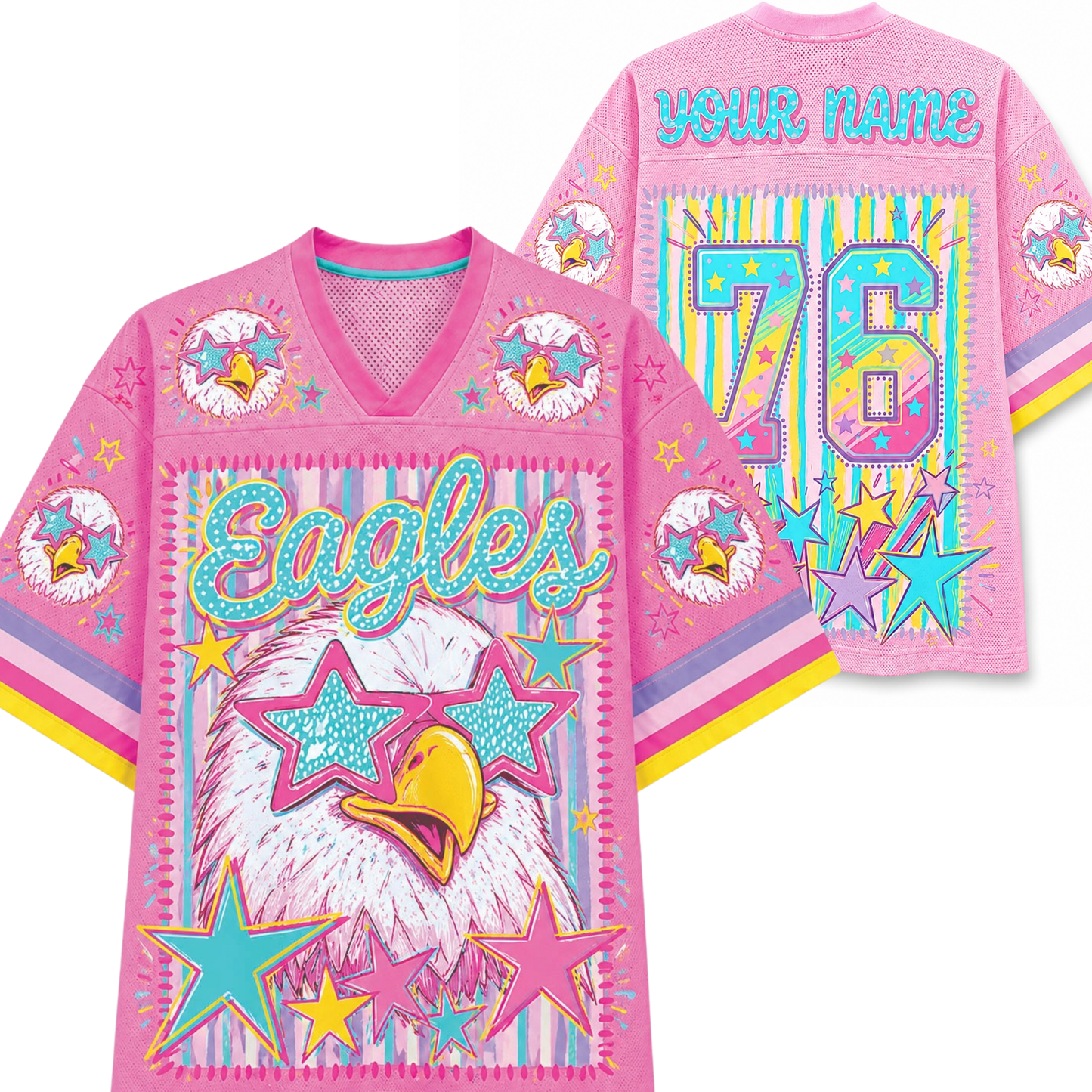 Chaotic Club Mascot Neon Striped School Pride Game Day Mesh Jersey