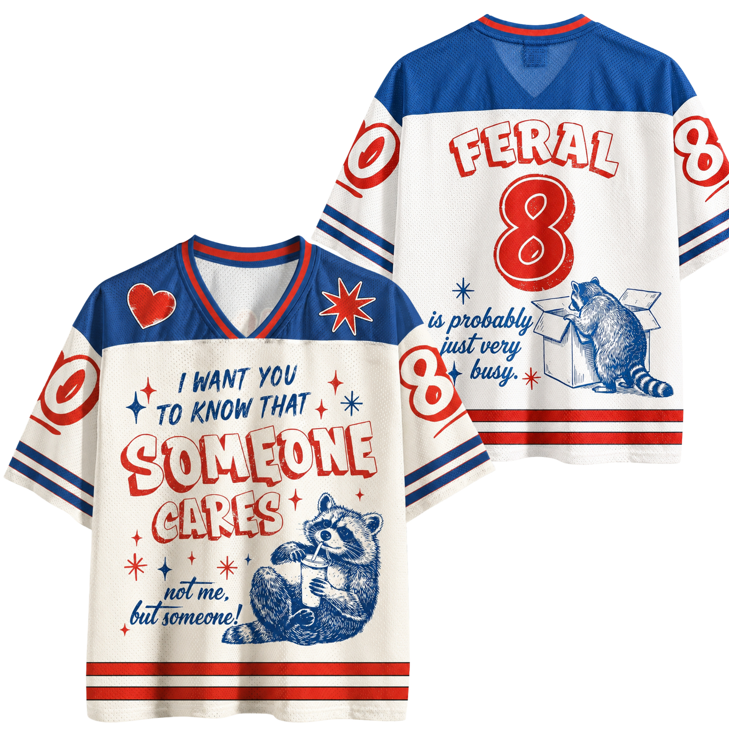 ChaoticClub I Want You To know Someone Cares Raccoon Mesh Jersey