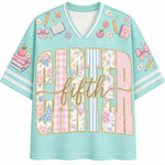 ChaoticClub Retro Striped Floral School Coquette Teacher Mesh Jersey