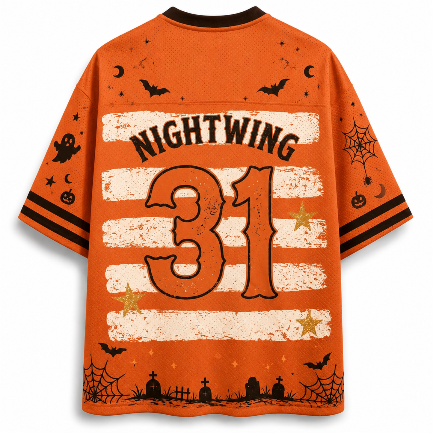 Chaotic Club Halloween Bats Stripes Spooky Season Mesh Jersey