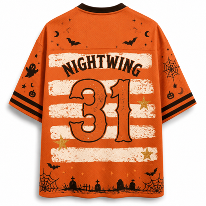 Chaotic Club Halloween Bats Stripes Spooky Season Mesh Jersey
