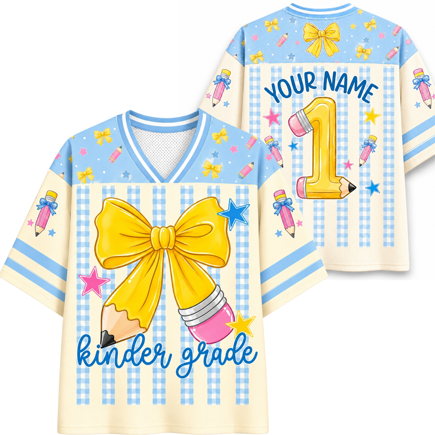 ChaoticClub Coquette Back To School Pencil Bow Mesh Jersey