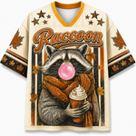 ChaoticClub Hello Fall Raccoon Blowing Bubble Mesh Jersey