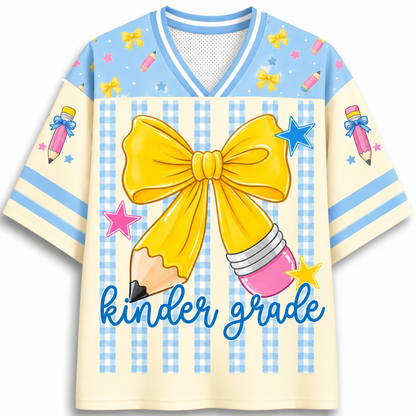 ChaoticClub Coquette Back To School Pencil Bow Mesh Jersey