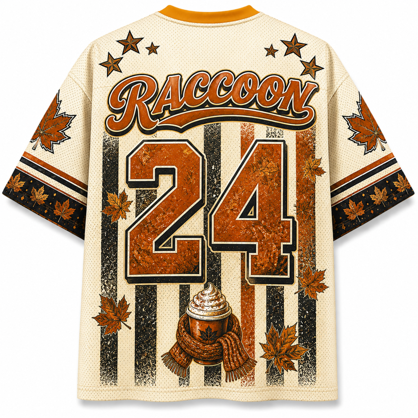 ChaoticClub Hello Fall Raccoon Blowing Bubble Mesh Jersey