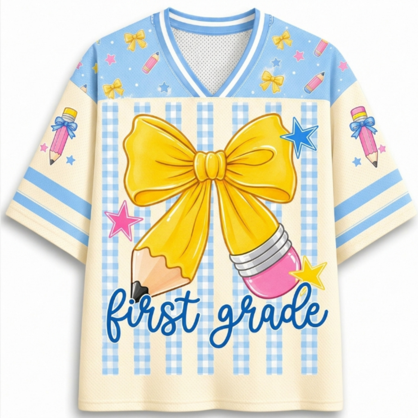 ChaoticClub Coquette Back To School Pencil Bow Mesh Jersey