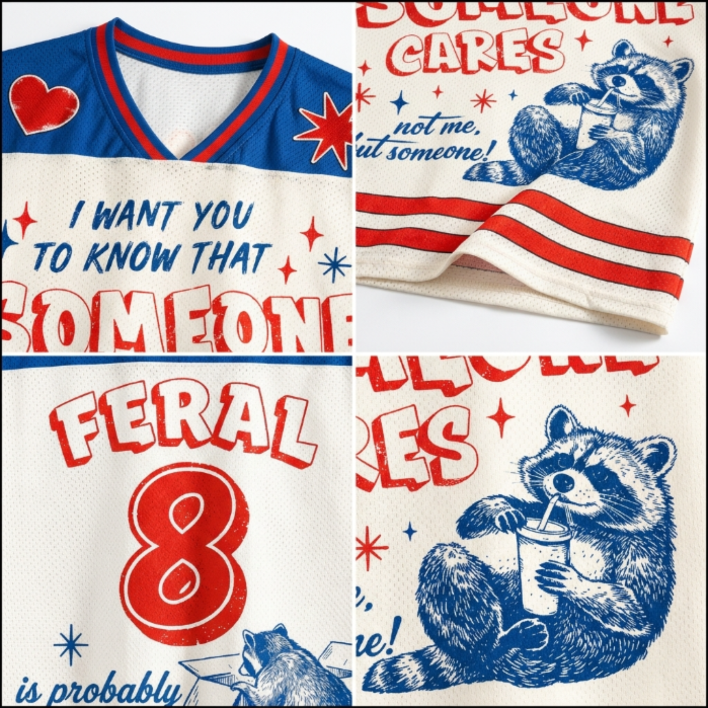ChaoticClub I Want You To know Someone Cares Raccoon Mesh Jersey