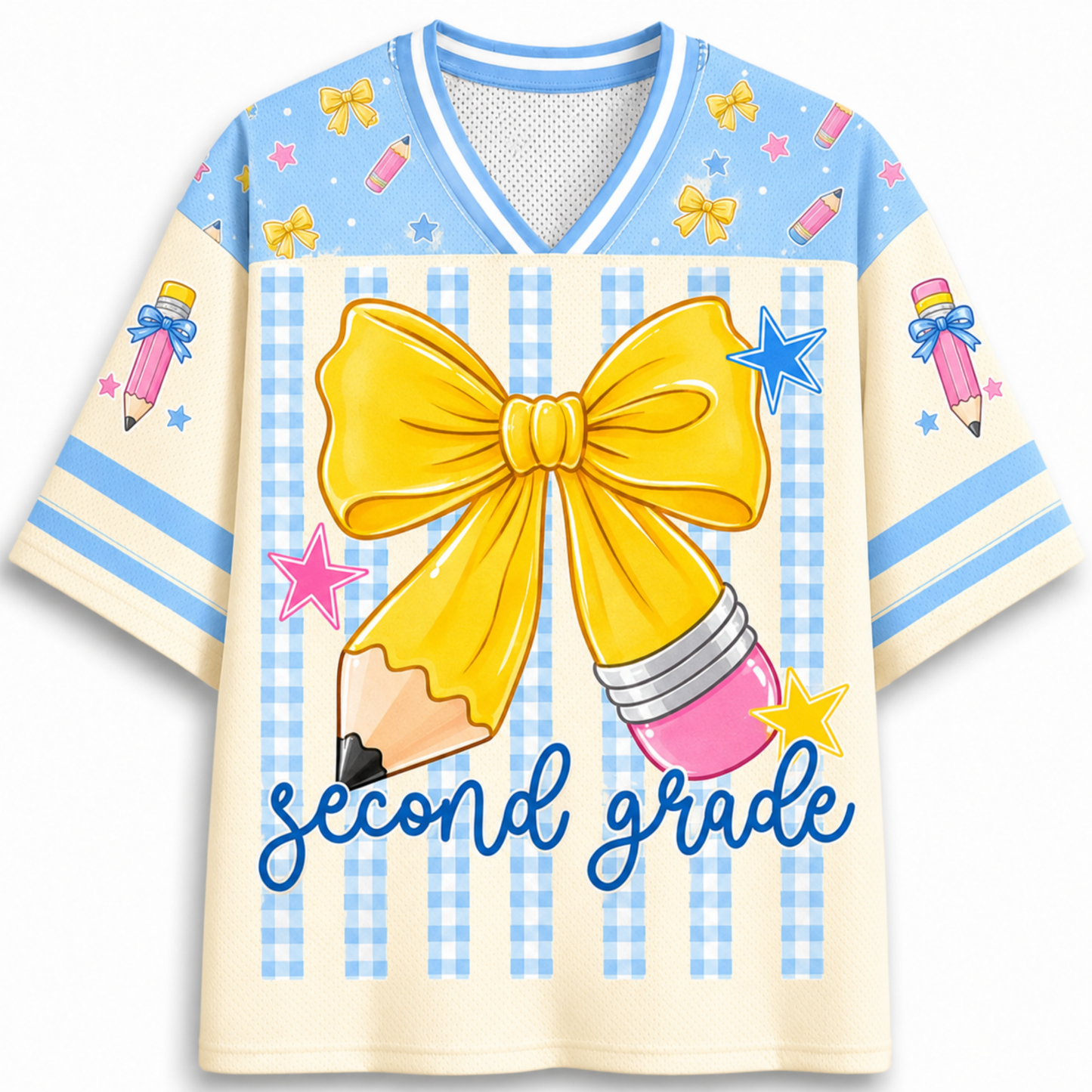 ChaoticClub Coquette Back To School Pencil Bow Mesh Jersey
