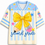 ChaoticClub Coquette Back To School Pencil Bow Mesh Jersey