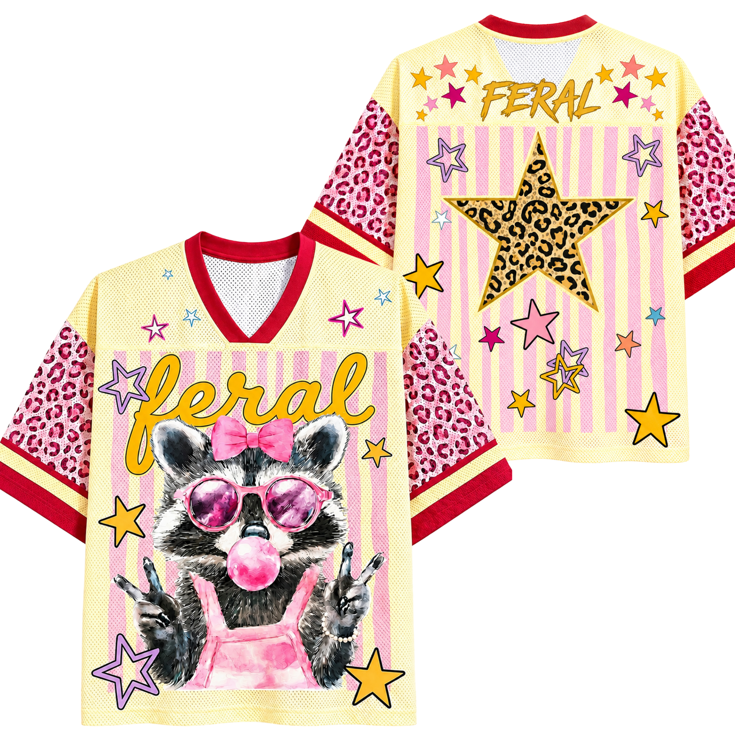 ChaoticClub Peace Sign Pink Raccoon Bubble Mesh Jersey