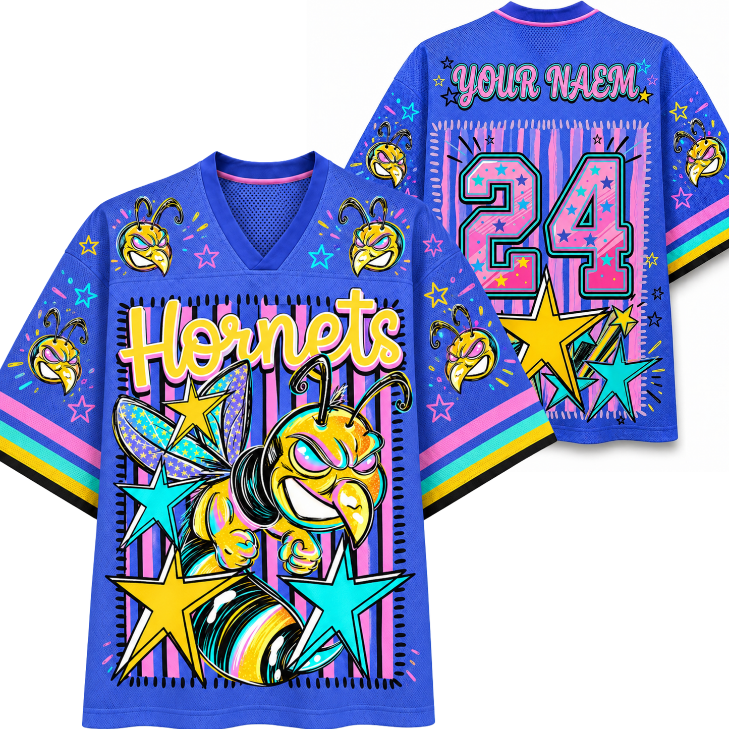 Chaotic Club Mascot Neon Striped School Pride Game Day Mesh Jersey