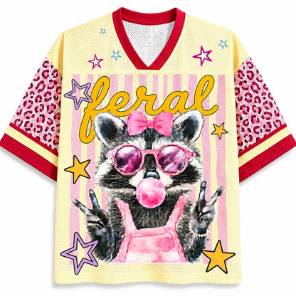 ChaoticClub Peace Sign Pink Raccoon Bubble Mesh Jersey