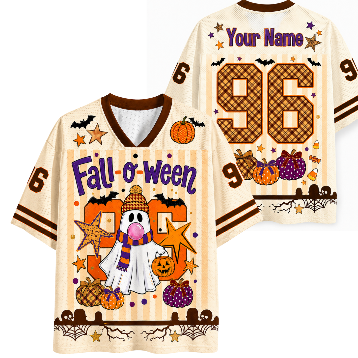 ChaoticClub Fall-o-ween Ghost Blowing Bubble Mesh Jersey