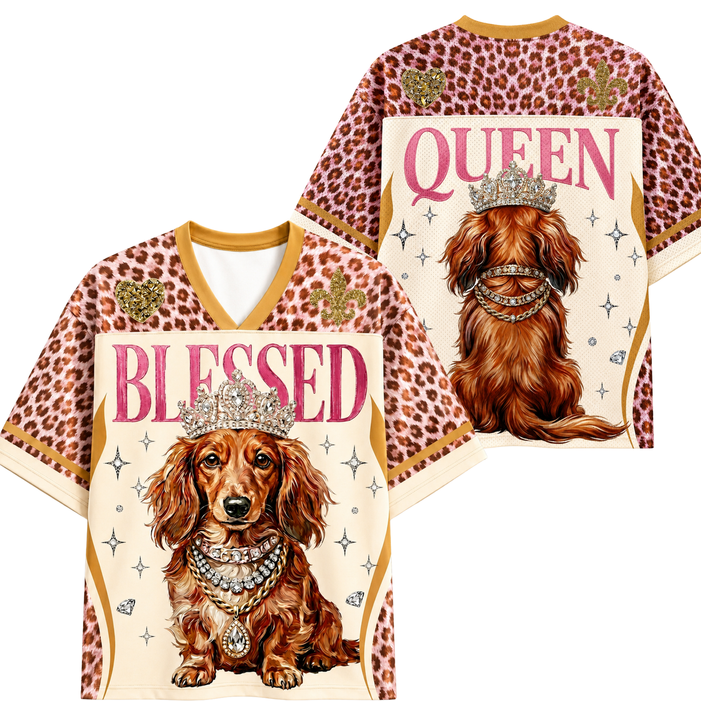 ChaoticClub  Blessed Glam Dachshund  Leopard Mesh Jersey