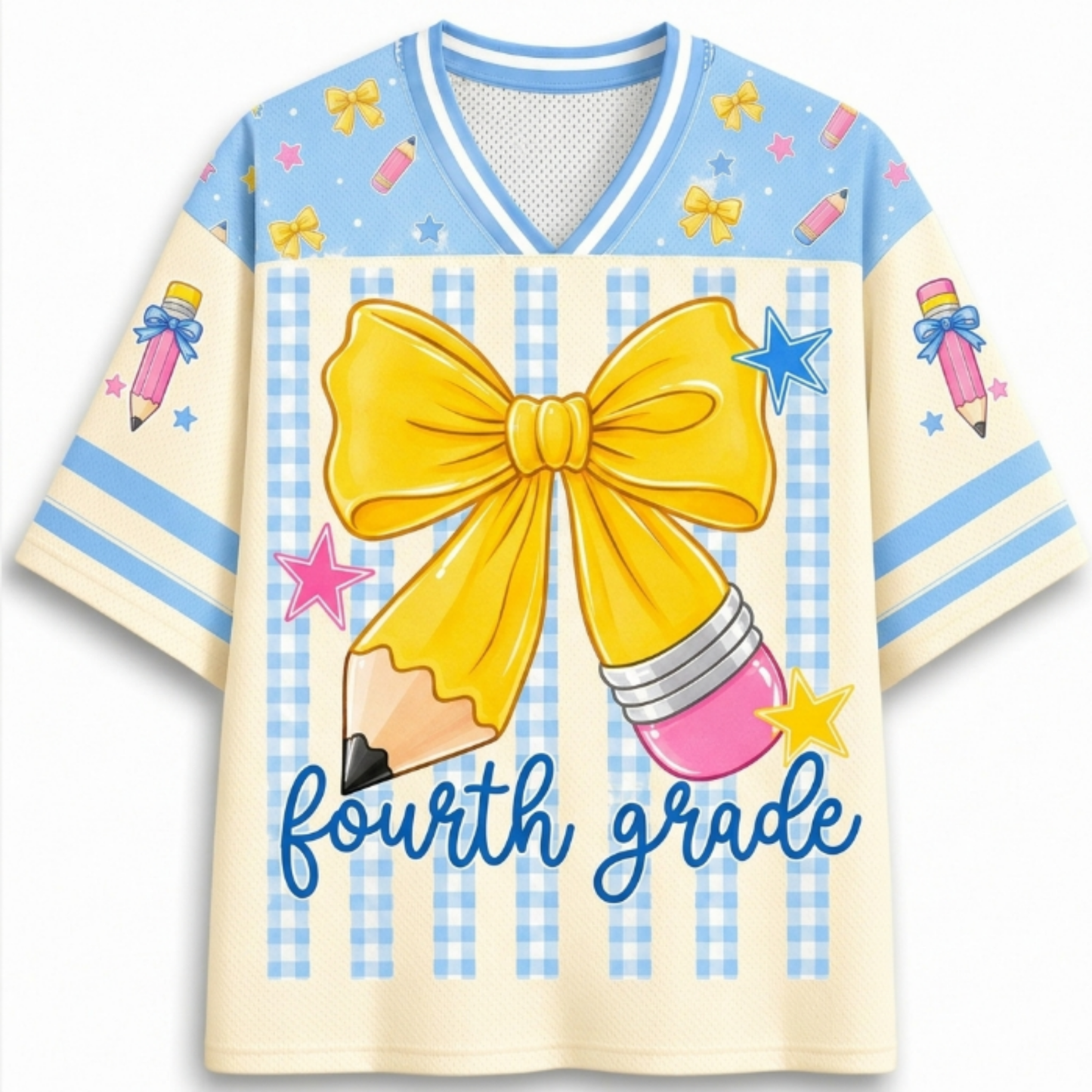 ChaoticClub Coquette Back To School Pencil Bow Mesh Jersey